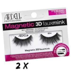 2x Ardell False Eyelashes Magnetic Black 3D FauxMink 854 No Adhesive Néeded